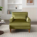 Oversized Accent Chair with Circular Armrests, Lumbar Support & Roman Column Legs