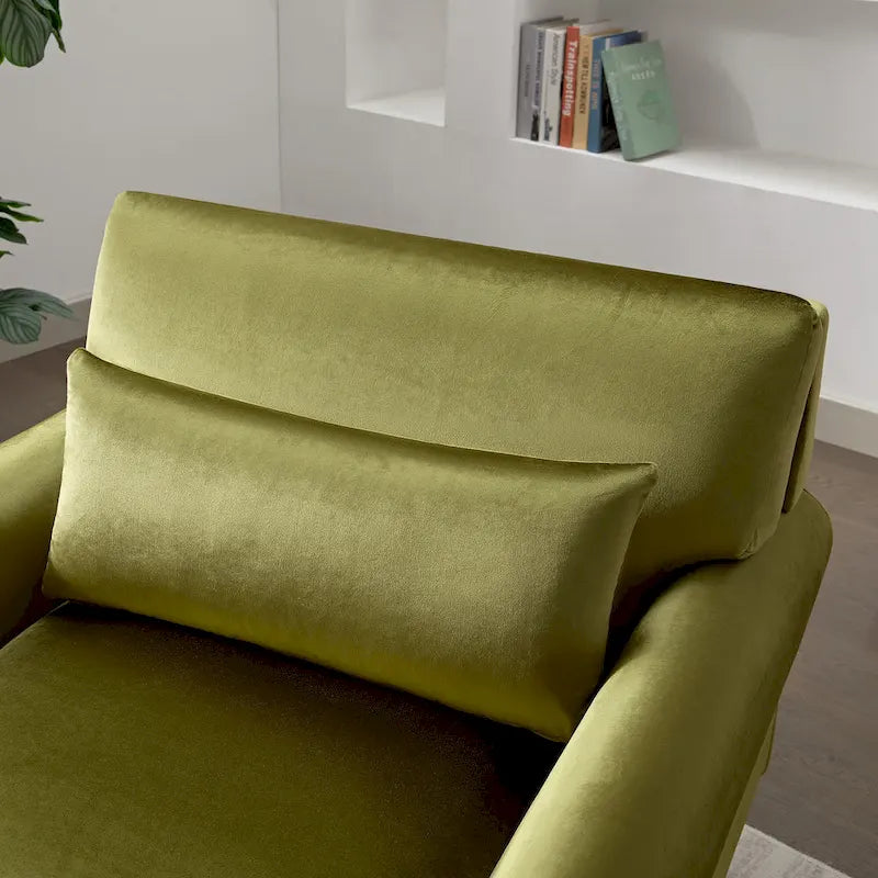 Oversized Accent Chair with Circular Armrests, Lumbar Support & Roman Column Legs