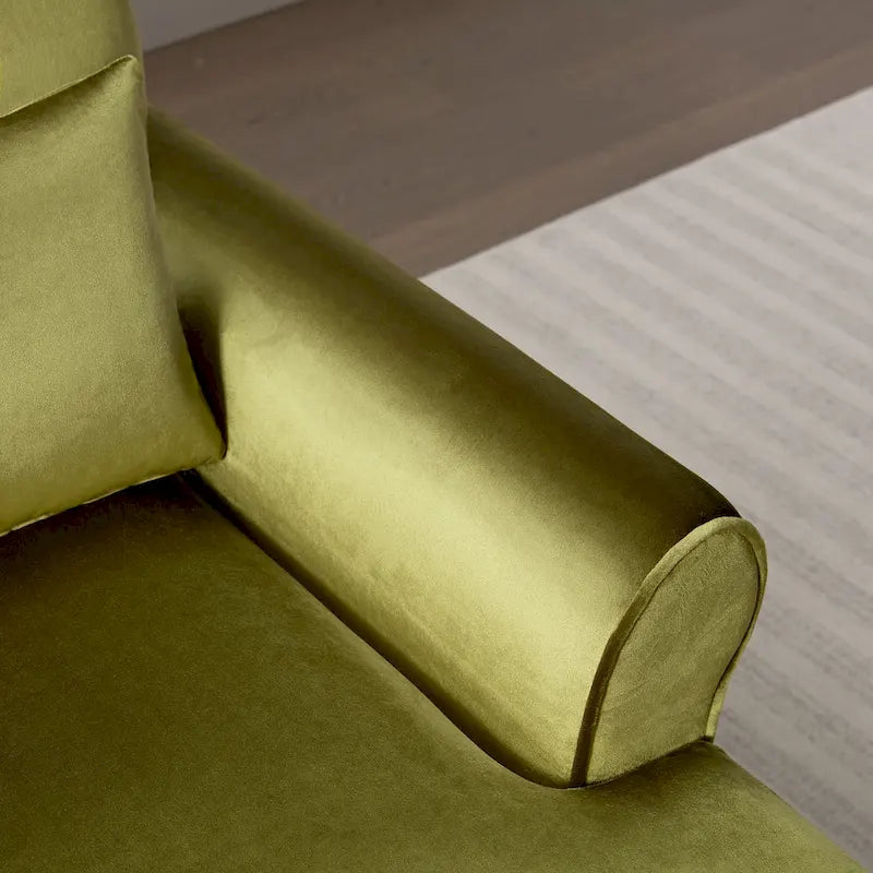 Oversized Accent Chair with Circular Armrests, Lumbar Support & Roman Column Legs