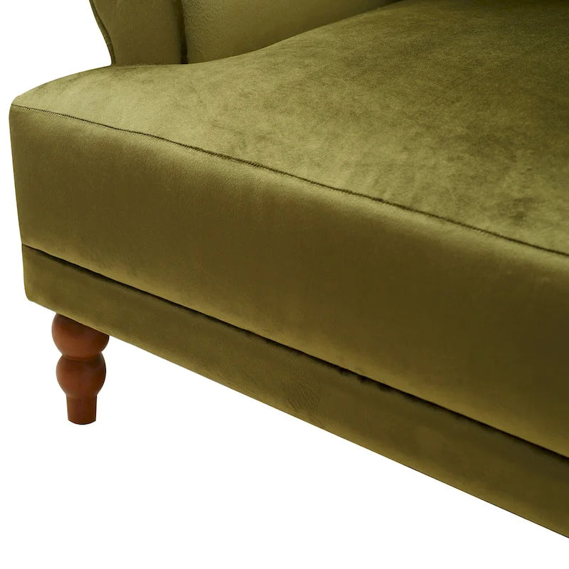 Oversized Accent Chair with Circular Armrests, Lumbar Support & Roman Column Legs