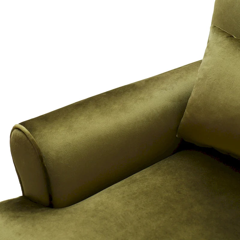 Oversized Accent Chair with Circular Armrests, Lumbar Support & Roman Column Legs