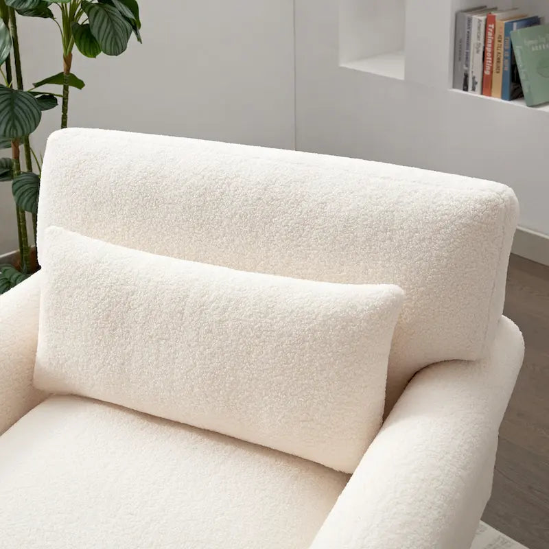 Oversized Accent Chair with Circular Armrests, Lumbar Support & Roman Column Legs