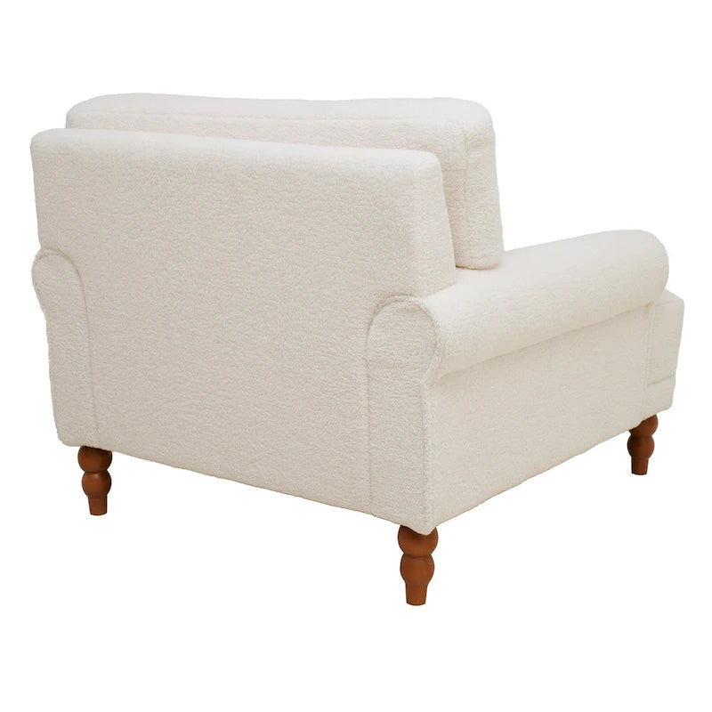Oversized Accent Chair with Circular Armrests, Lumbar Support & Roman Column Legs