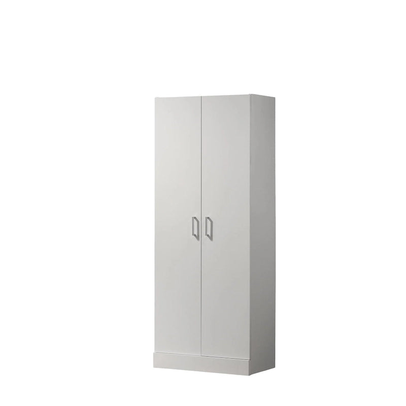 Modern Double Door Tall Storage Cabinet – 3 Shelves (2 Adjustable), White
