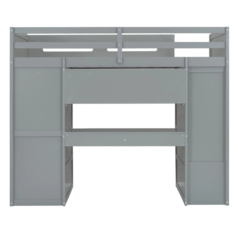 Loft Bed with Built-In Desk, Wardrobe, 4 Drawers & 4 Shelves — Twin & Full Size