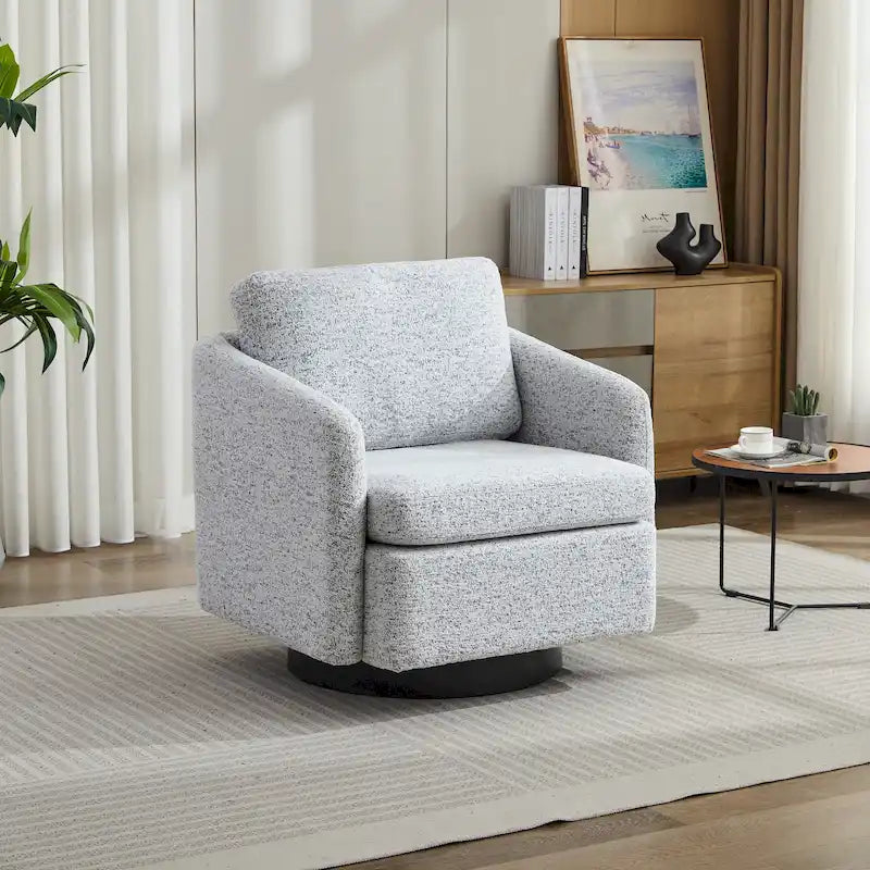 Modern Chenille Swivel Accent Chair – Inner Spring Cushion, 360° Rotation & Solid Wood Frame