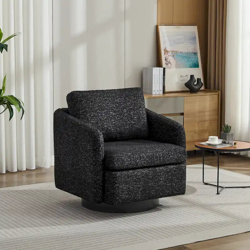 Modern Chenille Swivel Accent Chair – Inner Spring Cushion, 360° Rotation & Solid Wood Frame