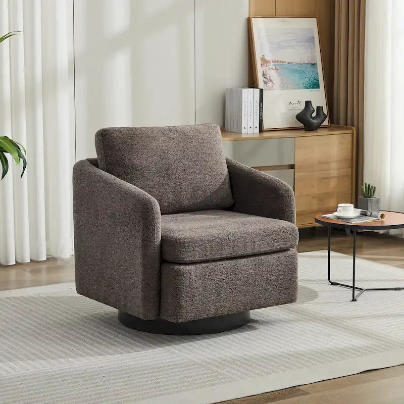 Modern Chenille Swivel Accent Chair – Inner Spring Cushion, 360° Rotation & Solid Wood Frame
