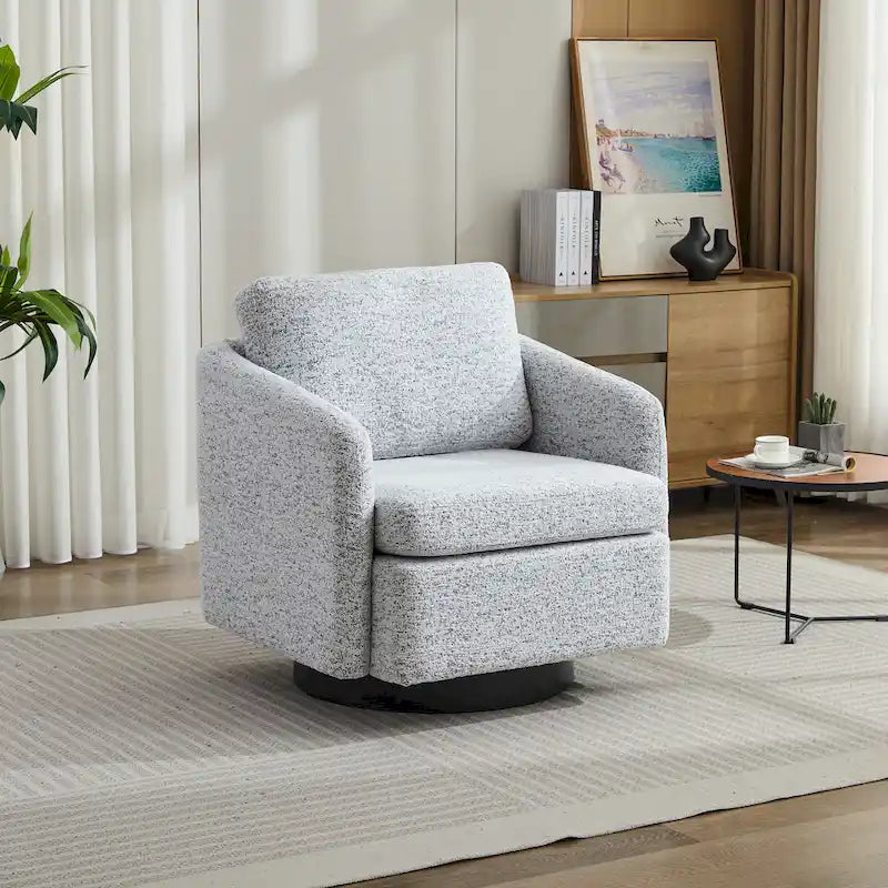 Modern Chenille Swivel Accent Chair – Inner Spring Cushion, 360° Rotation & Solid Wood Frame