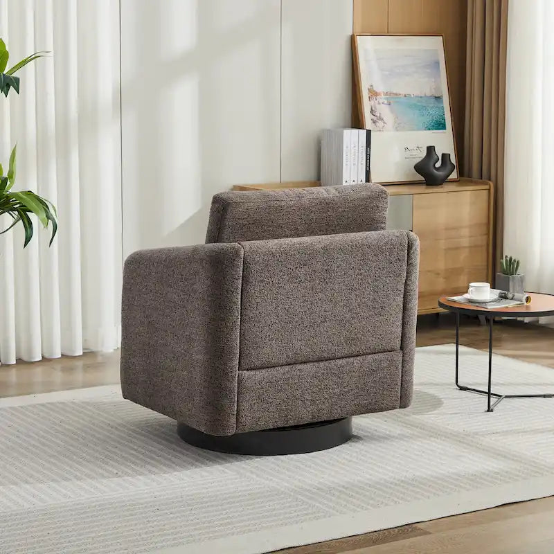 Modern Chenille Swivel Accent Chair – Inner Spring Cushion, 360° Rotation & Solid Wood Frame