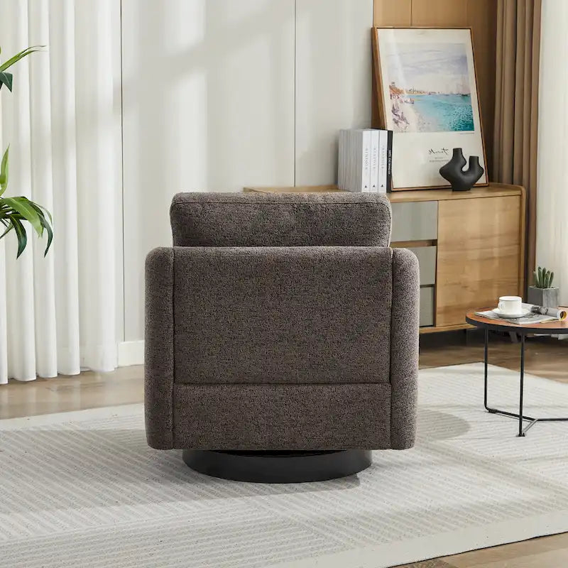 Modern Chenille Swivel Accent Chair – Inner Spring Cushion, 360° Rotation & Solid Wood Frame