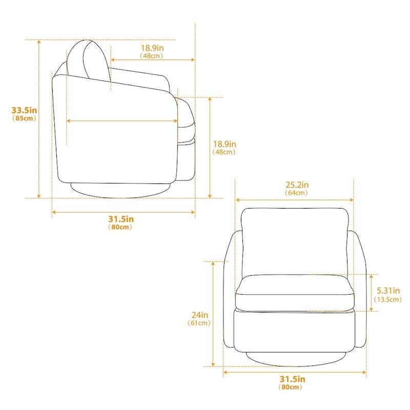 Modern Chenille Swivel Accent Chair – Inner Spring Cushion, 360° Rotation & Solid Wood Frame