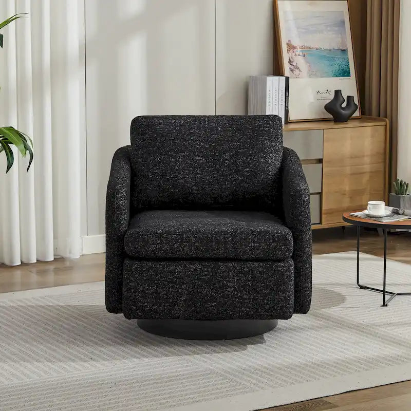 Modern Chenille Swivel Accent Chair – Inner Spring Cushion, 360° Rotation & Solid Wood Frame