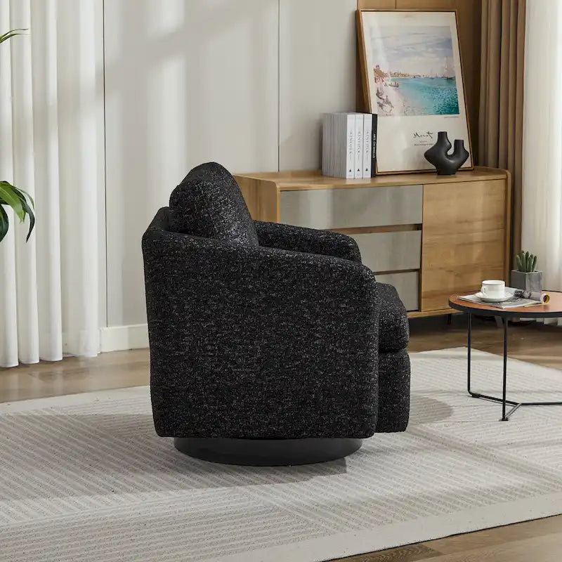 Modern Chenille Swivel Accent Chair – Inner Spring Cushion, 360° Rotation & Solid Wood Frame