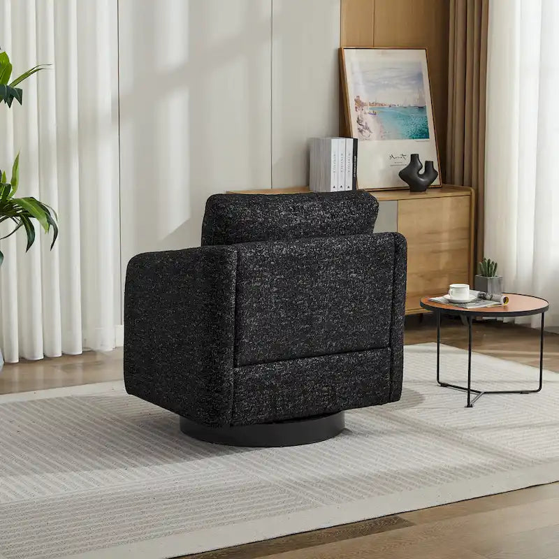 Modern Chenille Swivel Accent Chair – Inner Spring Cushion, 360° Rotation & Solid Wood Frame