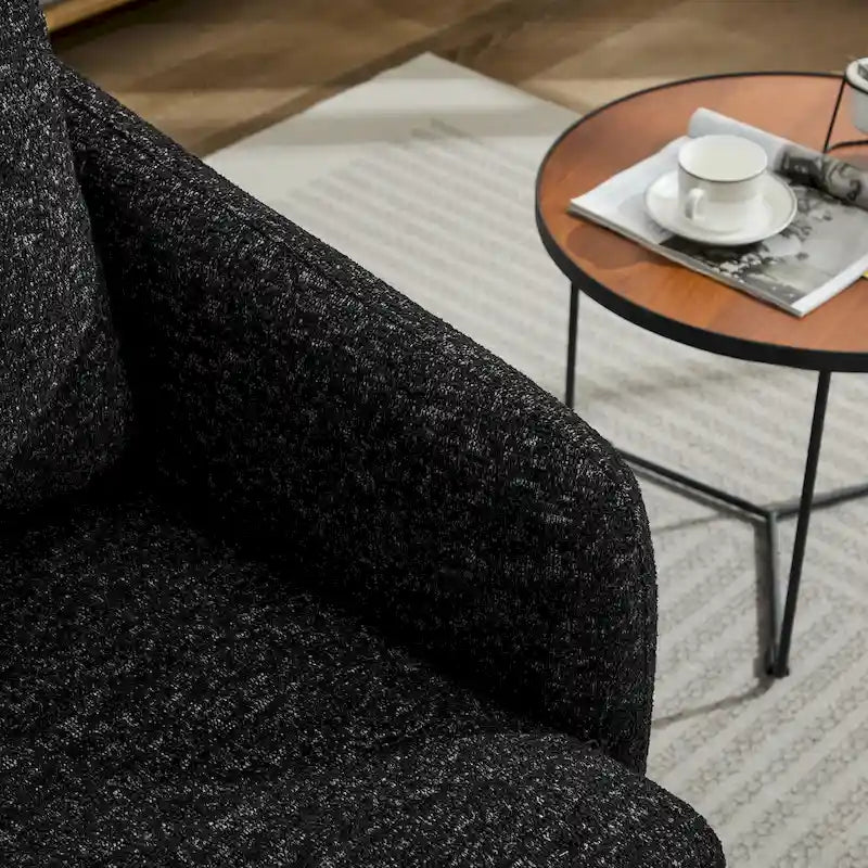 Modern Chenille Swivel Accent Chair – Inner Spring Cushion, 360° Rotation & Solid Wood Frame