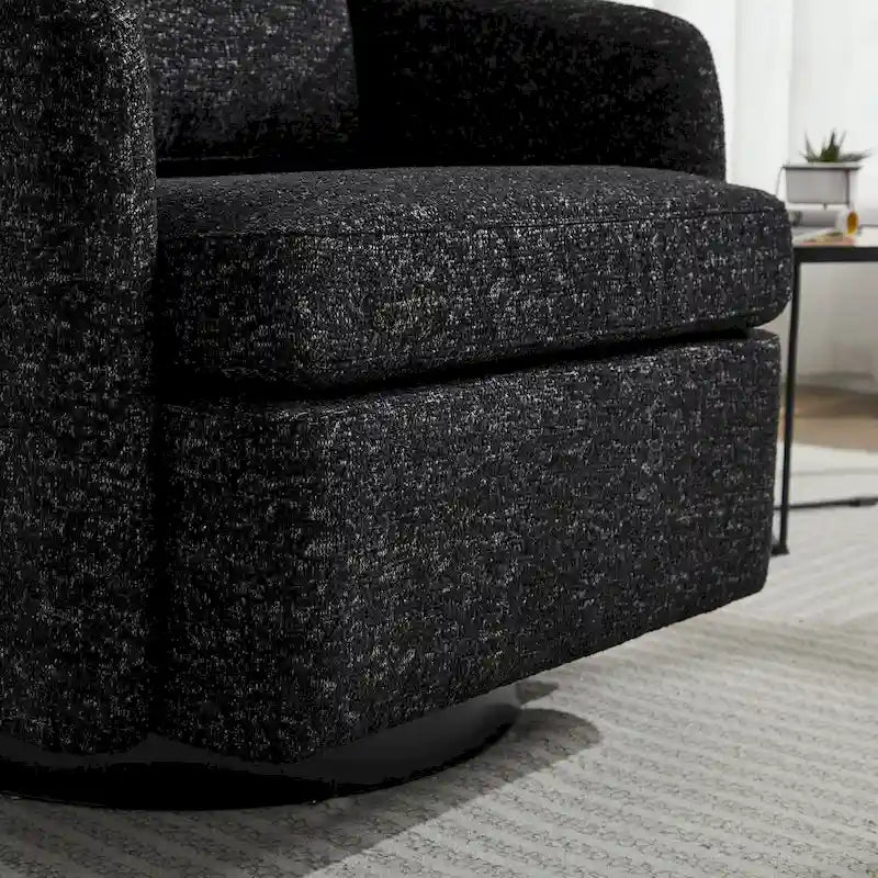 Modern Chenille Swivel Accent Chair – Inner Spring Cushion, 360° Rotation & Solid Wood Frame