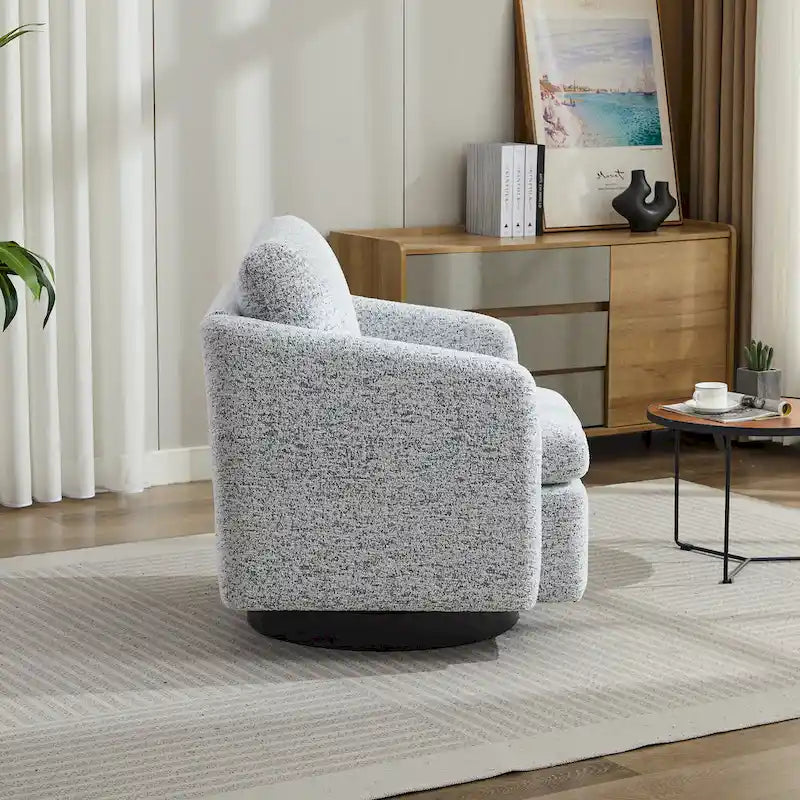 Modern Chenille Swivel Accent Chair – Inner Spring Cushion, 360° Rotation & Solid Wood Frame