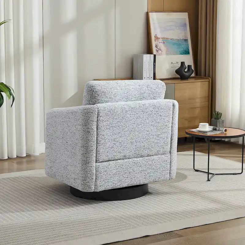 Modern Chenille Swivel Accent Chair – Inner Spring Cushion, 360° Rotation & Solid Wood Frame