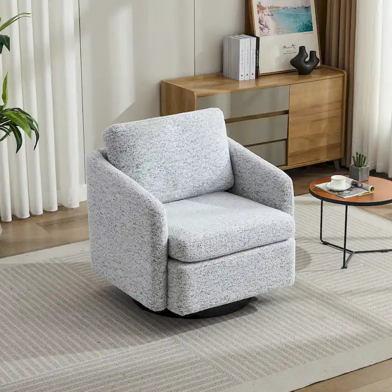 Modern Chenille Swivel Accent Chair – Inner Spring Cushion, 360° Rotation & Solid Wood Frame