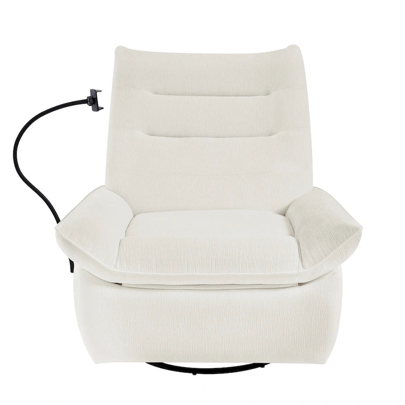 Power Recliner Chair with 360° Swivel, Glider & Rocker – Wireless Charging & Tufted Chenille