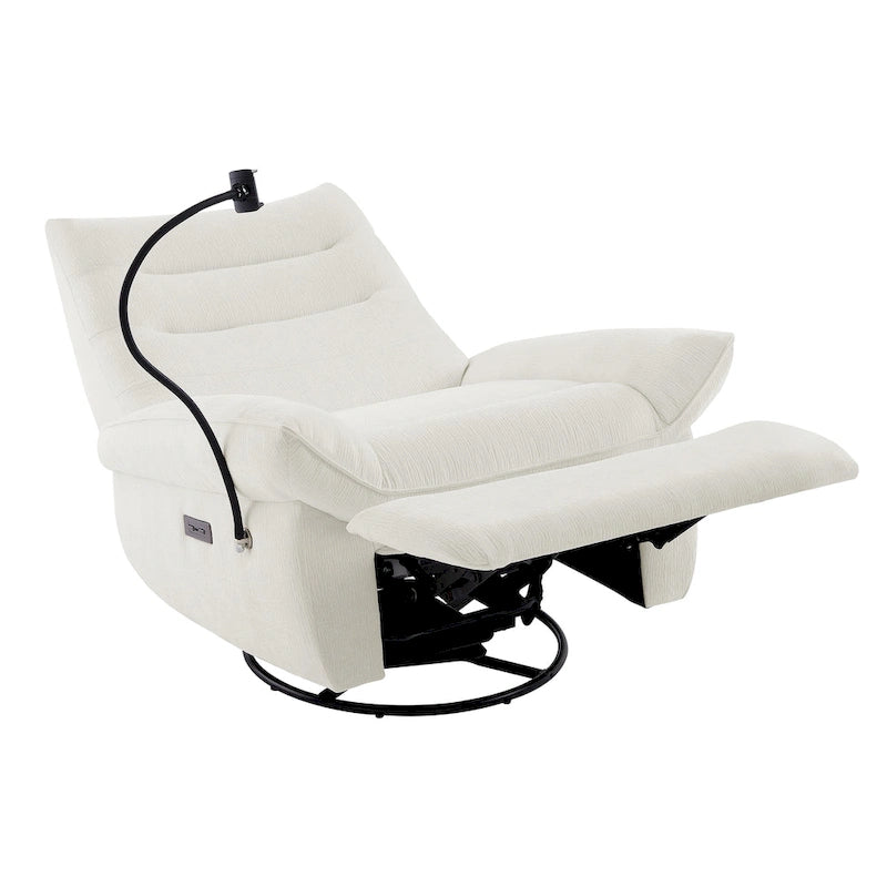 Power Recliner Chair with 360° Swivel, Glider & Rocker – Wireless Charging & Tufted Chenille