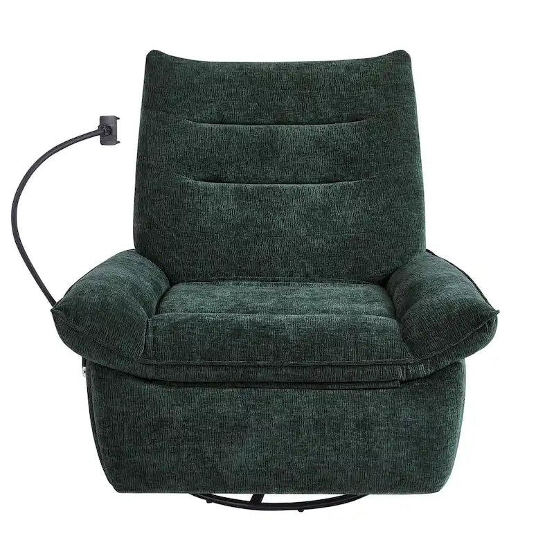 Power Recliner Chair with 360° Swivel, Glider & Rocker – Wireless Charging & Tufted Chenille