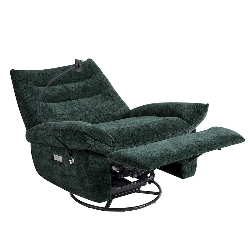 Power Recliner Chair with 360° Swivel, Glider & Rocker – Wireless Charging & Tufted Chenille