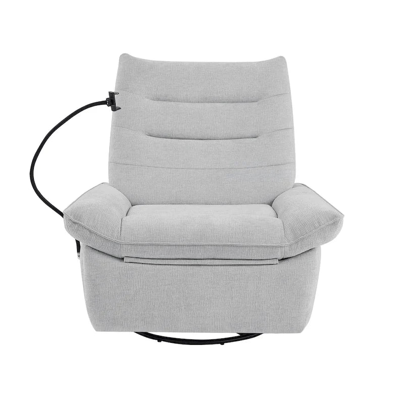 Power Recliner Chair with 360° Swivel, Glider & Rocker – Wireless Charging & Tufted Chenille