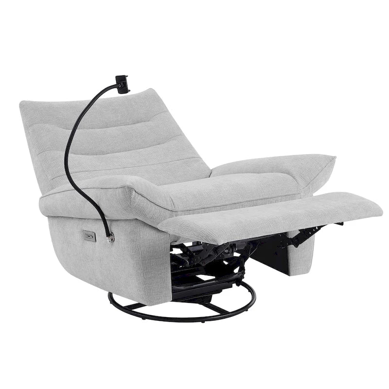 Power Recliner Chair with 360° Swivel, Glider & Rocker – Wireless Charging & Tufted Chenille