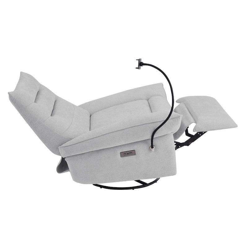 Power Recliner Chair with 360° Swivel, Glider & Rocker – Wireless Charging & Tufted Chenille