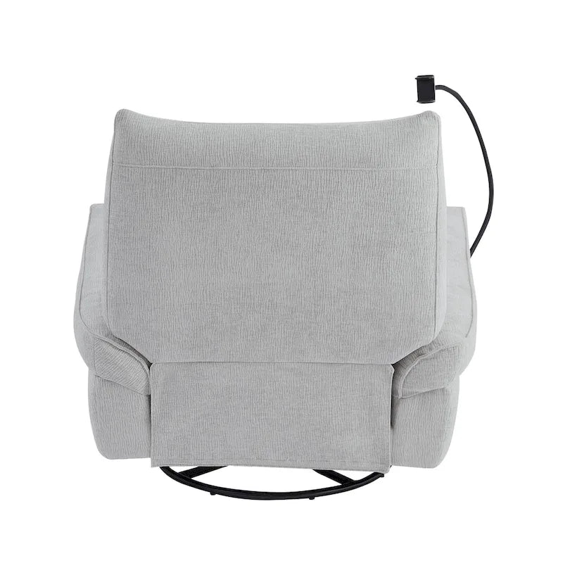 Power Recliner Chair with 360° Swivel, Glider & Rocker – Wireless Charging & Tufted Chenille