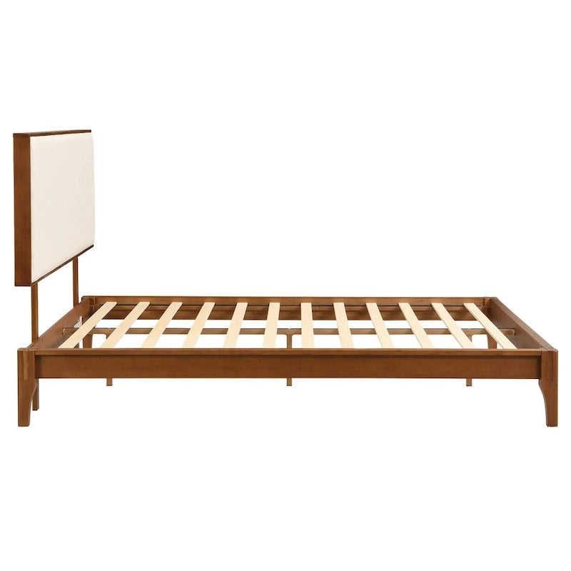 Solid Bamboo Platform Bed with Adjustable Upholstered Headboard & Under-Bed Storage