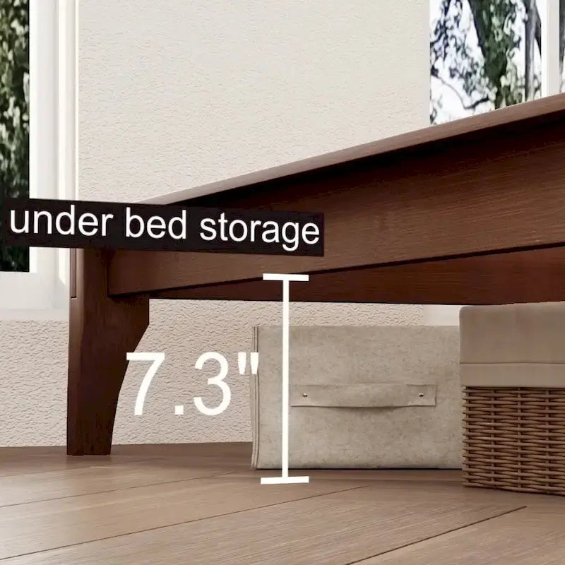 Solid Bamboo Platform Bed with Adjustable Upholstered Headboard & Under-Bed Storage