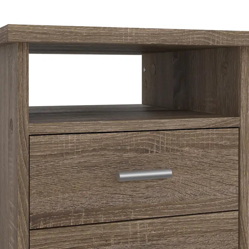 Modern 4-Drawer Writing Desk – Open Shelf, Aluminum Bar Handles & Stain-Resistant Foil Surface