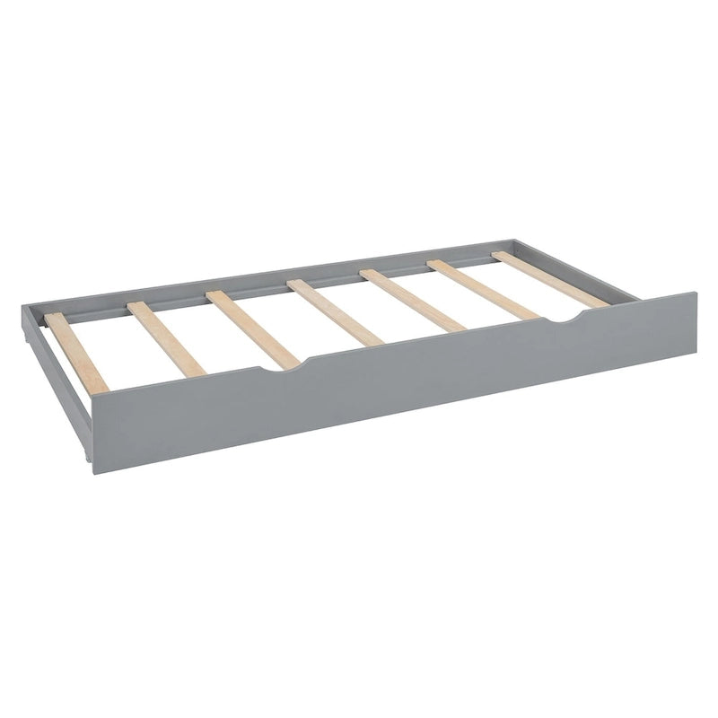Full Size Daybed with Pull-Out Twin Trundle, Built-in Shelves & Cabinet — White