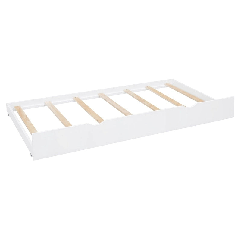 Full Size Daybed with Pull-Out Twin Trundle, Built-in Shelves & Cabinet — White