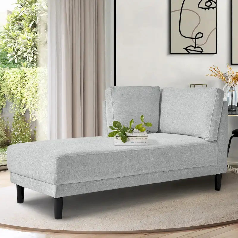 65" Corner Chaise Lounge with Pocket Spring Cushion & Solid Wood Frame