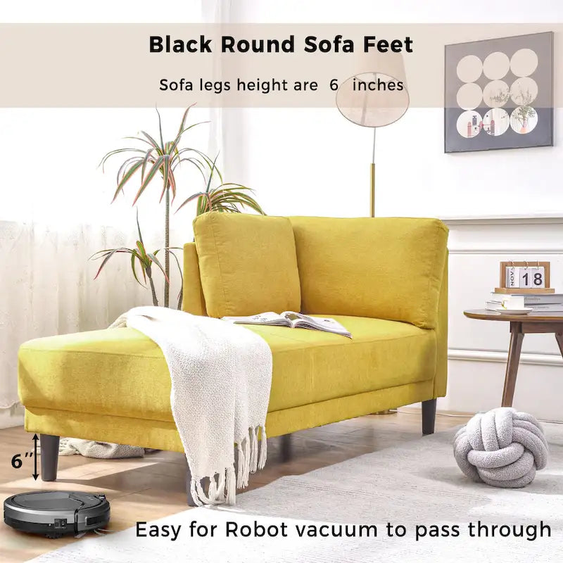 65" Corner Chaise Lounge with Pocket Spring Cushion & Solid Wood Frame