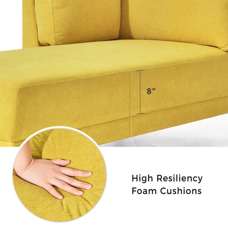 65" Corner Chaise Lounge with Pocket Spring Cushion & Solid Wood Frame