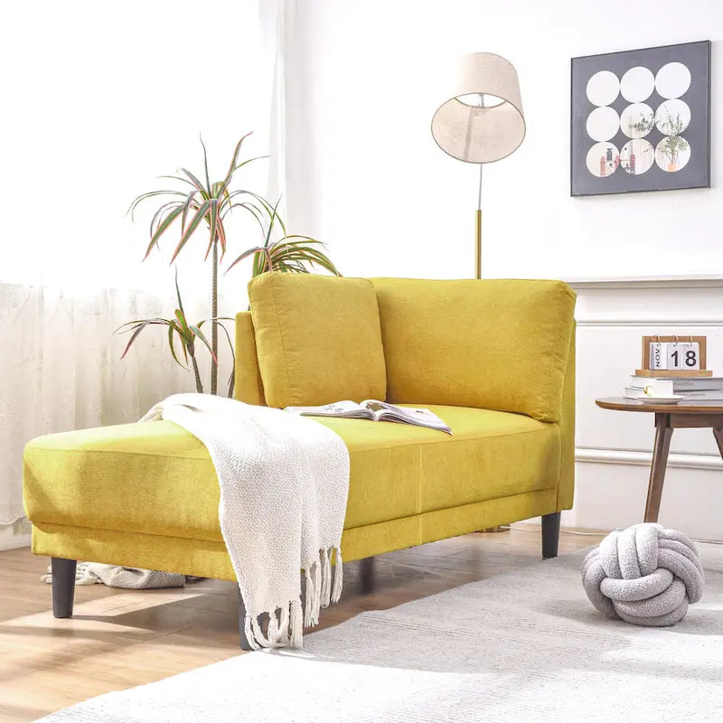 65" Corner Chaise Lounge with Pocket Spring Cushion & Solid Wood Frame