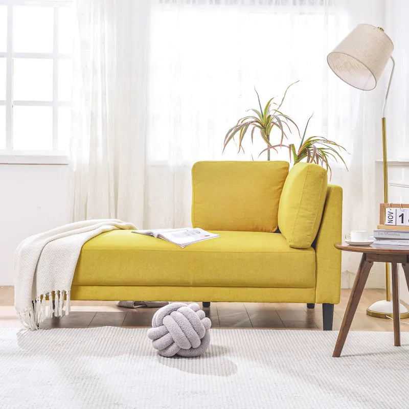 65" Corner Chaise Lounge with Pocket Spring Cushion & Solid Wood Frame