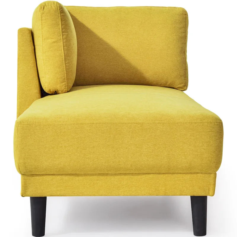 65" Corner Chaise Lounge with Pocket Spring Cushion & Solid Wood Frame
