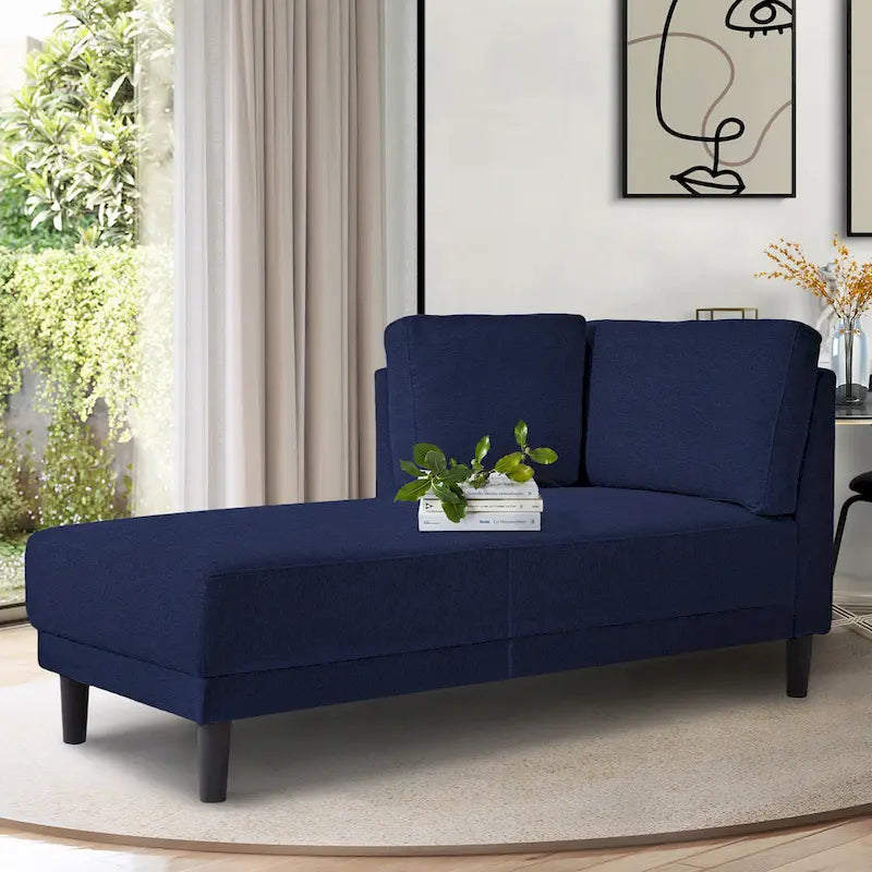 65" Corner Chaise Lounge with Pocket Spring Cushion & Solid Wood Frame