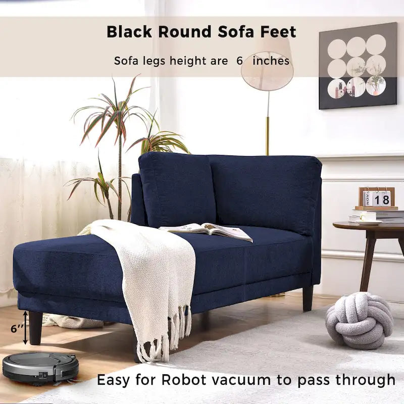 65" Corner Chaise Lounge with Pocket Spring Cushion & Solid Wood Frame