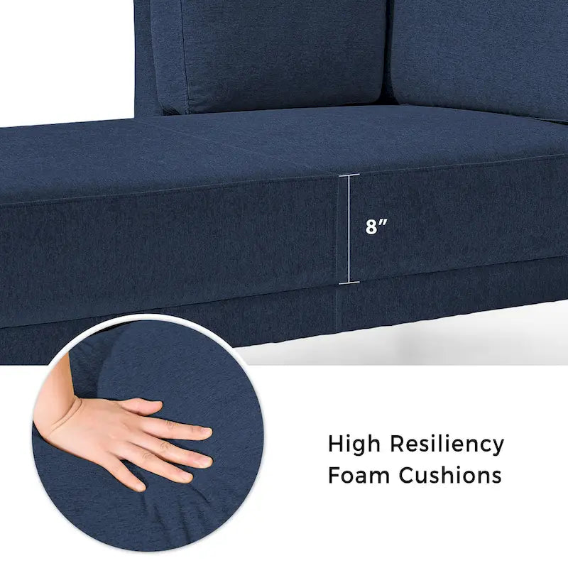 65" Corner Chaise Lounge with Pocket Spring Cushion & Solid Wood Frame