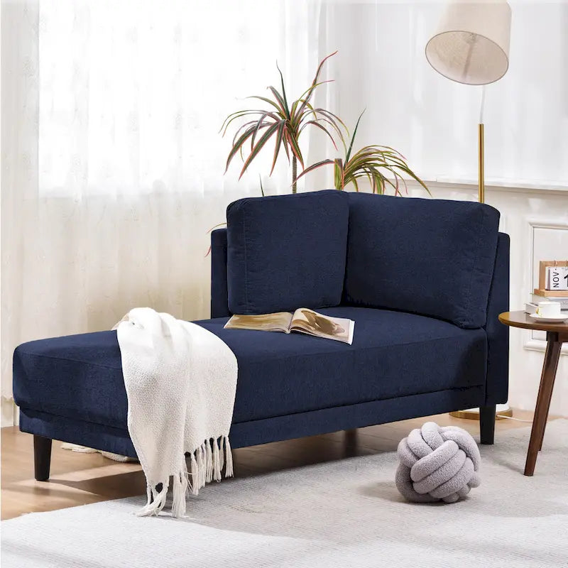 65" Corner Chaise Lounge with Pocket Spring Cushion & Solid Wood Frame