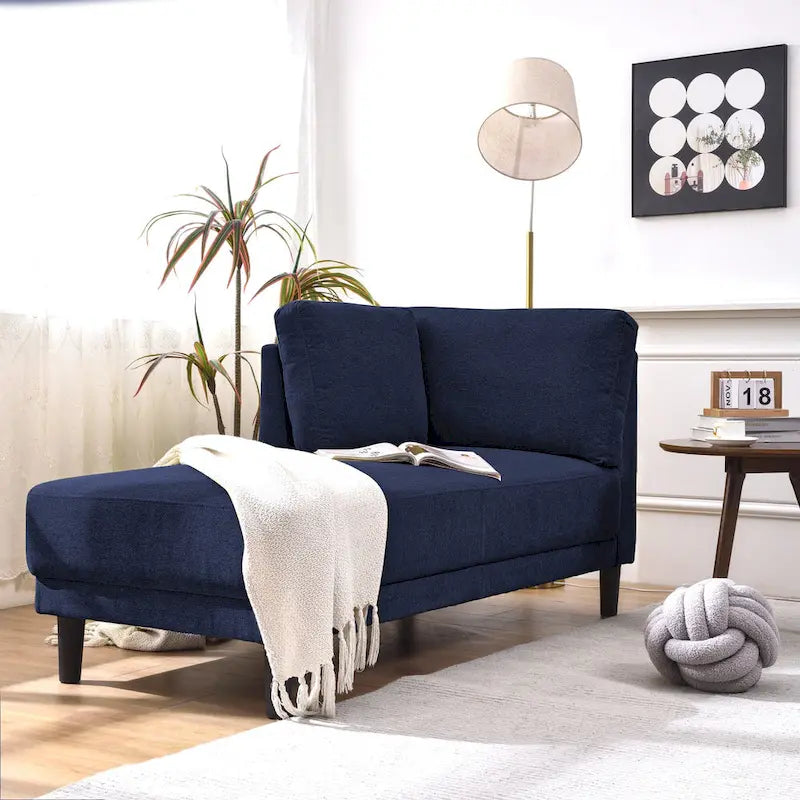 65" Corner Chaise Lounge with Pocket Spring Cushion & Solid Wood Frame