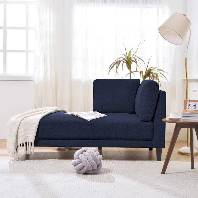 65" Corner Chaise Lounge with Pocket Spring Cushion & Solid Wood Frame