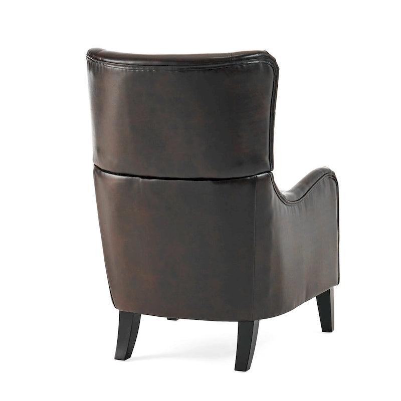 High Back Wingback Accent Chair – Single Seat with Birch Wood Legs